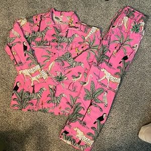 Jungle print pink pajama set